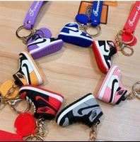 Retro Rubber PVC Sneaker Keychain 3D Mini Shoes Keychain Best Selling Personality Creative Mastercard Printing Keychain