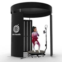 2022 black custom camera video photo studio grand 360 photo booth enclosure background photo booth green screen stand round