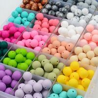 Food Grade Silicone Pacifier Teething Beads 12mm 15mm Pacifier Round Ball Bracelet Silicone Chew Beads