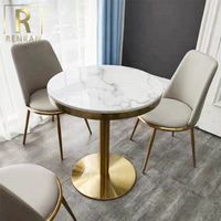 Round marble dining table with modern, popular marble gold bronze base