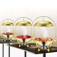 Best Selling Wedding Banquet Luxury Golden Hot Pot Stainless Steel Food Warming Buffet Hot Pot