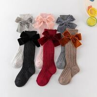 2022 Hot Sale Winter Warm Knee-Length Baby Ruffle Socks for Kids Girls Dresses Kids Princess Socks Velvet Bow Baby Socks for Girls