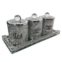 European style crystal glass coffee sugar tea jar set of four with tray crystal glass jar