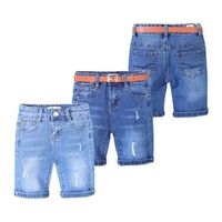 New Arrival Embroidered High Quality Kids Denim Shorts Denim Custom Logo Stretch Film Ripped Jeans Boys