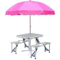 aluminum folding picnic table with umbrella