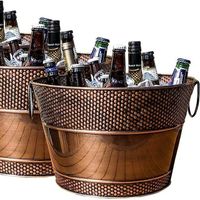 Tavern Copper Finish Beverage Cask and Wine Cooler