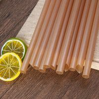 12mm Individually Wrapped Biodegradable Packaging Brown Wheat Drinking Boba Straws Sugarcane Fiber Straws