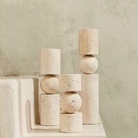 Nordic Simple Beige Travertine Candlestick Decoration Sales Department Table Decoration Decorative Stone Gift Crafts