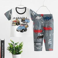 Boys Toddler Kids Pajamas Cotton Short Sleeve Long Pants Loungewear Belts 2 Pieces Spring Summer Casual Baby Clothes