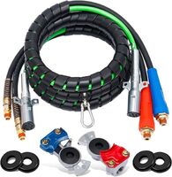 3 in 1 Spiral Wound ABS Cord & Rubber Air Line Polyester Braided Hose Assembly 7 Way Trailer Cord