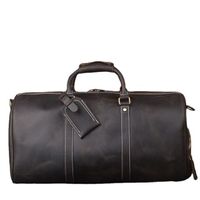 Luxury Leather Large Capacity Weekender Duffle Bag With Shoe Compartment