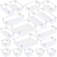 Amazon Hot Selling 24 Pieces Drawer Organizer Tray Set 5 Different Sizes Drawer Organizer Makeup Desk Drawer Organizer