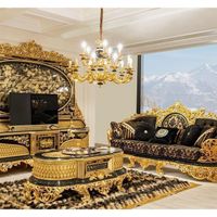 Turkey Middle East Orient Luxury Antique Traditional Classic Baroque Royal Hand Carved Sofa Set Living Room Furniture Set