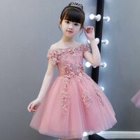 Western Style Trailing Girls Wedding Dress Elegant Round Neck Baby Girl Dress Design Kids Beaded Dresses for 10 Years Old Girls