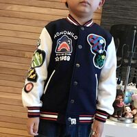 Boys Casual Custom Chenille Print Letterman Trench Coat Outdoor Winter Plus Size Varsity Bomber Jacket