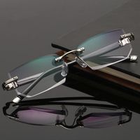 2022 New Retro Reading Glasses Diamond Cut Metal Frameless l Anti-Blu-ray Men's Reading Glasses