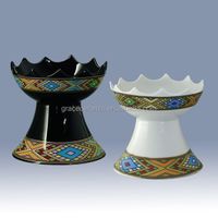 2022 New Design Classic Rekebot Ethiopian Art Print Black Ceramic Incense Burner Ceramic Porcelain with Color Box