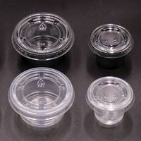 1oz sauce container transparent black takeaway PP plastic sauce cup with lid factory direct sale seasoning box