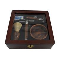 Shaving kit with wooden box, shaving kit gift set for men with razor holder, brush, bowl and safety razor