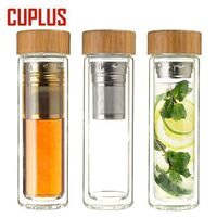 Wholesale Double Layer High Borosilicate Crystal Glass Fruit Tea Bottle Coffee Cup With Tea Infuser Loose Leaf Tea Fruit