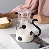 Cow Animal Design Glass Water Bottle Set