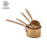 Hot sale restaurant mini small copper wok stainless steel sauce pot rose gold pots and pans non-stick cookware set