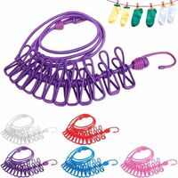 Hot Sale 185cm 12pcs Portable Cute Multifunctional Clothes Rack Clip Hanger Steel Clothesline Retractable Clothes