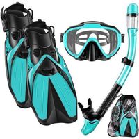 SKTIC 2023 Edition Snorkel Set Snorkeling Gear Adult Diving Goggles Mask Dry Snorkel and Diving Fins Kit with Gear Bag