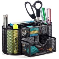 Custom Home Office Supplies Metal Mesh Desk Desktop Desk Storage Organizer Box With Sliding Drawer