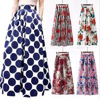 Women's Summer Skirt 2022 Retro Printed Chiffon Skirt Bow Knot Waist Casual Holiday Beach Midi Skirt With Lining New Design