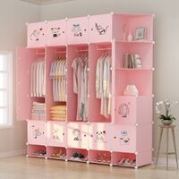 Pink Plastic Wardrobe Storage Box Cube Wardrobe Kids Assembly Plastic Portable Wardrobe Closet Storage Box