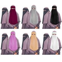 High Quality Nida Material Shawl Niqab New Solid Color Long Lace Opaque Muslim Niqab Nida Niqab