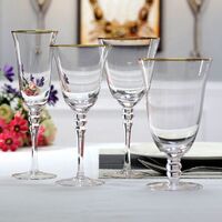 Luxury wedding lead-free transparent crystal goblet glass gold-rimmed red wine glass set