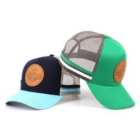 Custom Bulk Australian Quality 5 Panels High Profile Bottom Printed Structured Hat Gorras Mesh Trucker Cap with Leather Patch