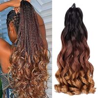 22 Inch Synthetic Hair Ombre Crochet Wavy Braid Hair French Curl Loose Wavy Spiral Curly Braid