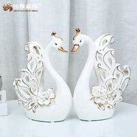 Wedding Gift Porcelain Little White Swan Statue Home Decoration Hollow Carving Ceramic Sculpture