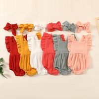 Summer Newborn Baby Girl Romper Headband Muslin Sleeveless Jumpsuit Kids Fashion Baby Clothes