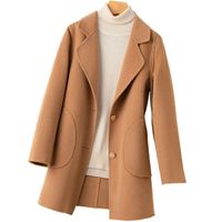 100% Pure Wool Solid Color Ladies Winter Wool Coat