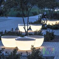 NPA Urban Furniture LED Fiberglass Half Round Bench Garden Installation Art