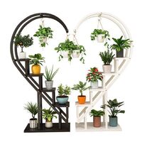 Home Decoration 5 Tiers Stainless Steel and Iron Plant Stand Floor Standing Indoor Heart Shape Flower Stand