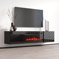 2022 black wall solid wood tv cabinet with fireplace tv cabinet living room storage cabinet doors and shelves in faux fireplace