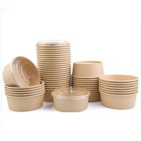 Biodegradable Kraft Paper Bowl With Logo Paper Salad Bowl With Lid Biodegradable Kraft Paper Bowl For Food Packaging