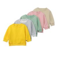 Wholesale Autumn Spring Fashionable Solid Color Baby Pullover Sweater Simple Kids Crew Neck Toddler Boys Hoodies and Sweatshirts