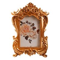 Retro Baroque Rectangular Photo Frame Antique Table Decoration Golden Ornate Texture Photo Frame Home Decor European Style