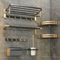 Hot sale fashion light luxury no punching wall-mounted towel toilet rack bathroom storage rack