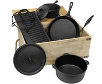 Prepackaged Camping Cookware Set Dutch Cast Iron Pots Camping Cookware with Carrying Case