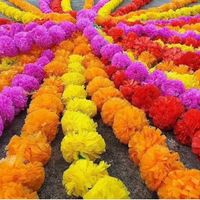 Handmade Faux Marigold Flower String Decoration Indian Wedding Decoration Wreath Christmas Decoration Wreath