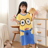 Children's Summer Spring Girls Princess Nightdress Youth Girls Pajamas Pajamas Short Sleeve O-Neck Fashion Cartoon Home Service