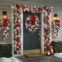 New Christmas Wreath Merry Christmas Front Door Ornament Wall Faux Pine Wreath Party Decoration