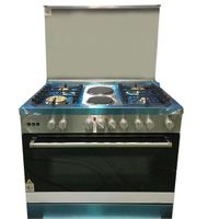 New OEM Design 4 Burners and 2 Hot Plates Freestanding Commercial Kitchen Gas Cooktop with Oven Grill